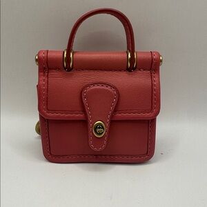 Coach Mini Willis Bag Charm Keychain Taffy Pink Leather